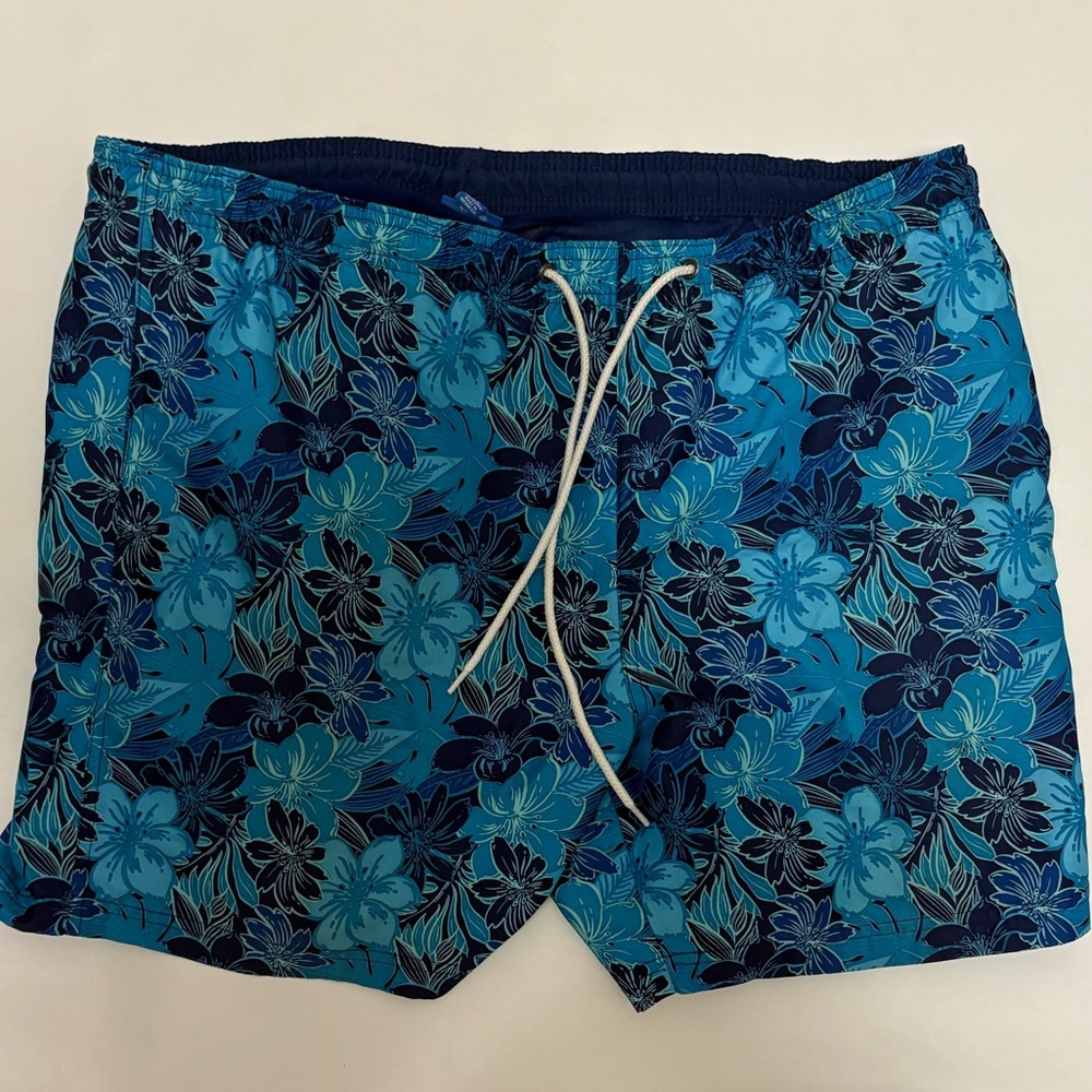 BOCA Classics Mens Blue Floral Swim Flower Beach Shorts Trunks Sz L